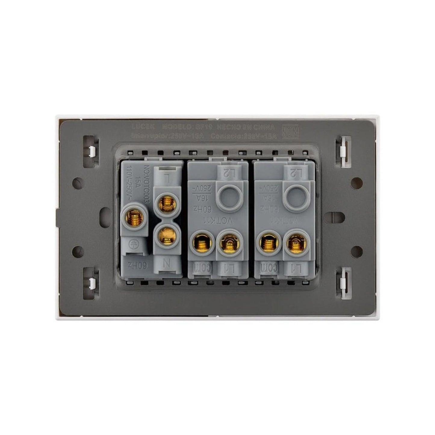 Placa Con 2 Apagadores Sencillos Y 1 Contacto Lucek FlatPack 6 - Flash Sales