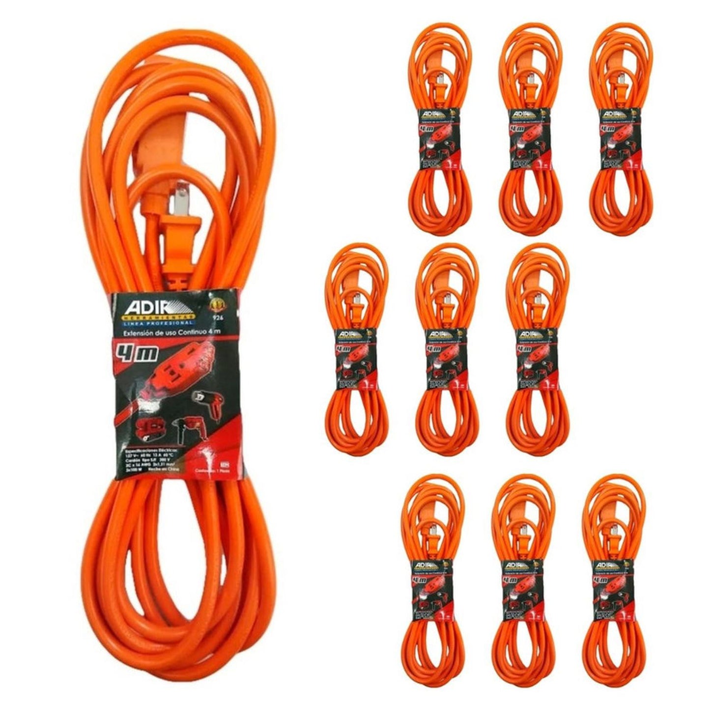 Extensión Eléctrica Uso Rudo 4 mts Adir Caja 10 Pz - Flash Sales
